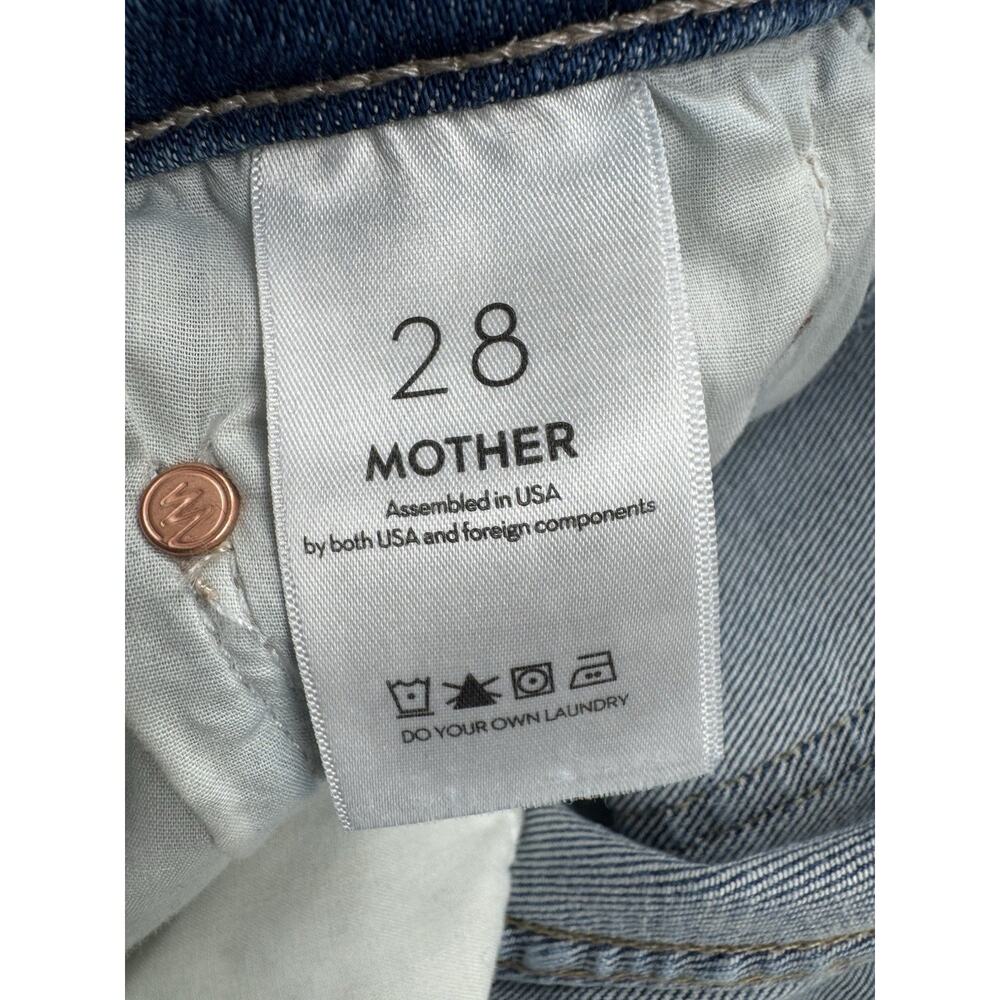 Mother Tomcat Swisher Sneak Fray Jeans Size 28 Blue Wide Leg Poppin' Wheelies - Picture 7 of 16